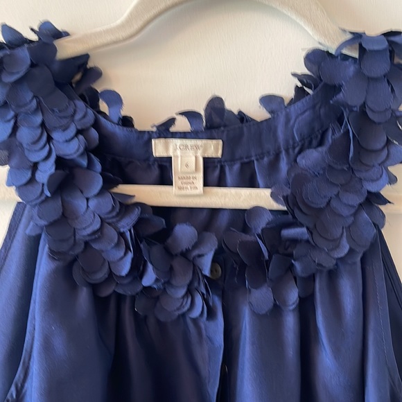 Navy Blue sleeveless button down blouse with decorative neck, J.Crew size 6 - Picture 2 of 5